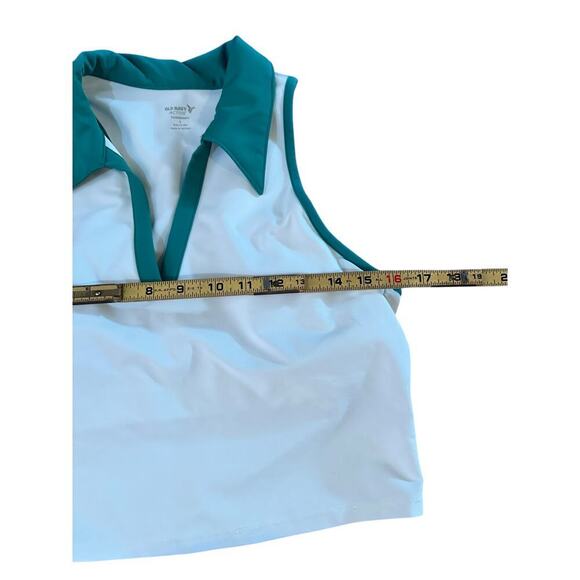 Old Navy Active PowerSoft White Sleeveless Cropped Built-In Bra Polo Top Size L - Picture 5 of 7